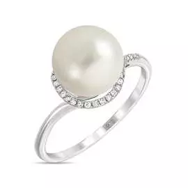 Золотое кольцо c бриллиантами и жемчугом