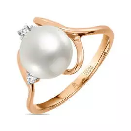 Золотое кольцо c бриллиантами и жемчугом