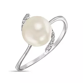 Золотое кольцо c бриллиантами и жемчугом