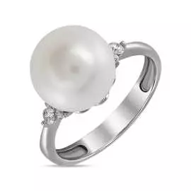 Золотое кольцо c бриллиантами и жемчугом