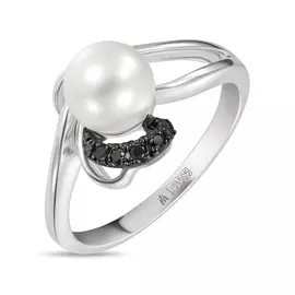 Золотое кольцо c бриллиантами и жемчугом