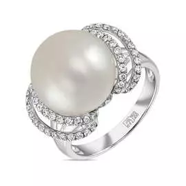 Золотое кольцо c бриллиантами и жемчугом