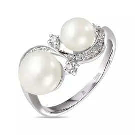 Золотое кольцо c бриллиантами и жемчугом