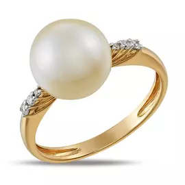 Золотое Кольцо c бриллиантами и жемчугом