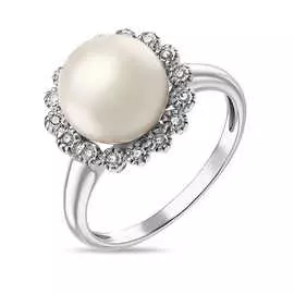 Золотое кольцо c бриллиантами и жемчугом