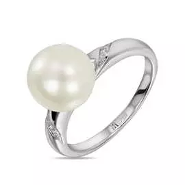 Золотое кольцо c бриллиантами и жемчугом