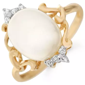 Золотое кольцо c бриллиантами и жемчугом