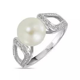 Золотое кольцо c бриллиантами и жемчугом