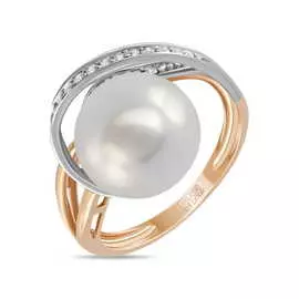 Золотое Кольцо c бриллиантами и жемчугом