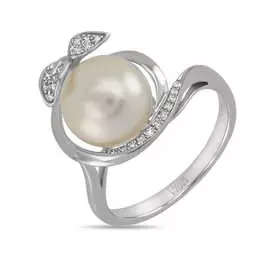 Золотое Кольцо c бриллиантами и жемчугом