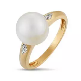 Золотое кольцо c бриллиантами и жемчугом