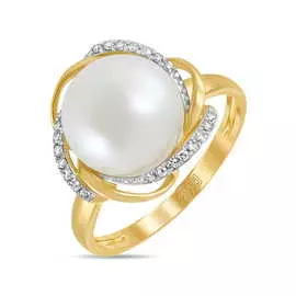 Золотое Кольцо c бриллиантами и жемчугом