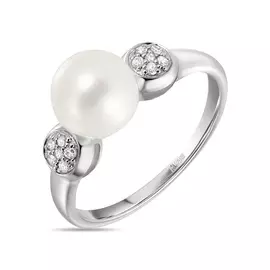 Золотое кольцо c бриллиантами и жемчугом