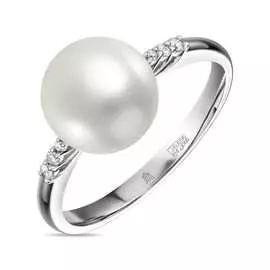 Золотое кольцо c бриллиантами и жемчугом