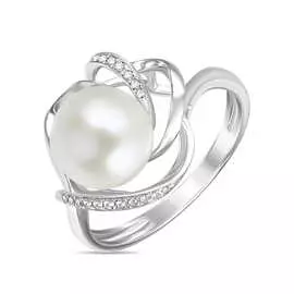 Золотое кольцо c бриллиантами и жемчугом