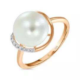 Золотое кольцо c бриллиантами и жемчугом