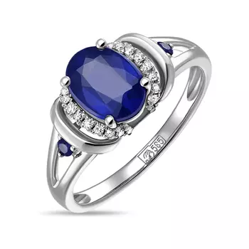 Золотое Кольцо c бриллиантами, кианитом и сапфирами