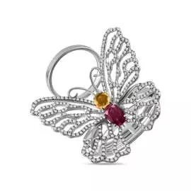 Золотое Кольцо c бриллиантами, цветными сапфирами и турмалином