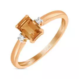 Золотое кольцо c цитрином и бриллиантами
