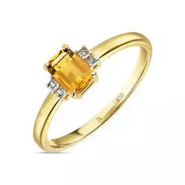 Золотое кольцо c цитрином и бриллиантами