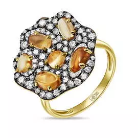 Золотое кольцо c цитрином и бриллиантами