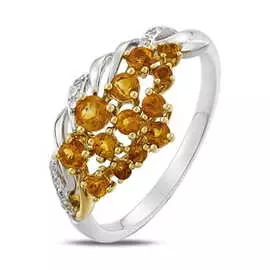 Золотое кольцо c цитрином и бриллиантами