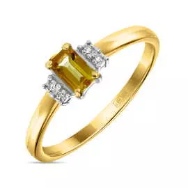 Золотое кольцо c цитрином и бриллиантами