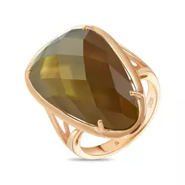 Золотое кольцо c дуплет кварц /перламутром