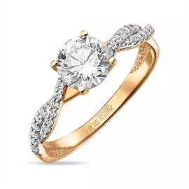 Золотое Кольцо c сваровски и фианитами