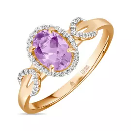 Золотое Кольцо c аметистом и фианитами