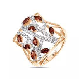 Золотое Кольцо c гранатами и фианитами