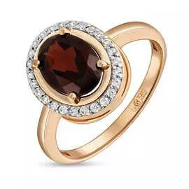 Золотое Кольцо c гранатом и фианитами