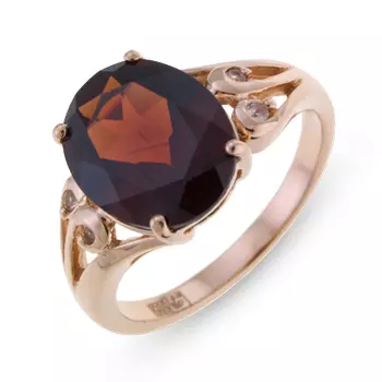 Золотое Кольцо c гранатом и цветными сапфирами