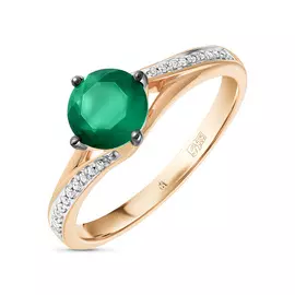 Золотое кольцо c халцедоном и бриллиантами