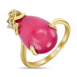 Золотое кольцо c халцедоном и бриллиантами