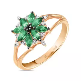 Золотое Кольцо c изумрудами и фианитами