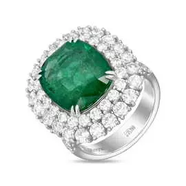 Золотое кольцо c бриллиантами и изумрудом