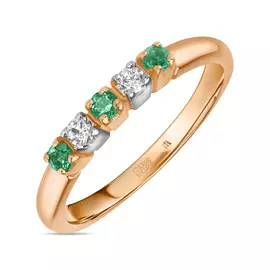 Золотое Кольцо c изумрудами и фианитами