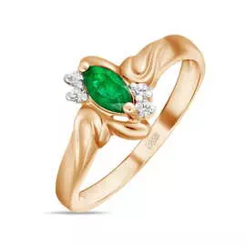 Золотое Кольцо c изумрудом и фианитами
