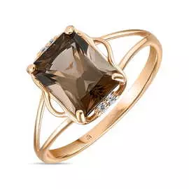 Золотое кольцо c кварцем и фианитами