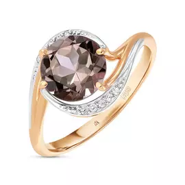 Золотое кольцо c наноситал султанитом и фианитами