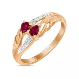 Золотое Кольцо c рубинами и фианитами