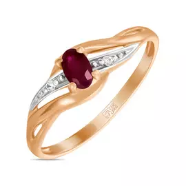 Золотое Кольцо c рубином и фианитами