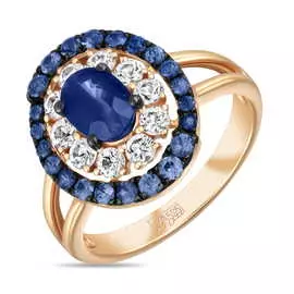Золотое Кольцо c сапфирами и цветными сапфирами