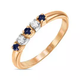 Золотое Кольцо c сапфирами и фианитами