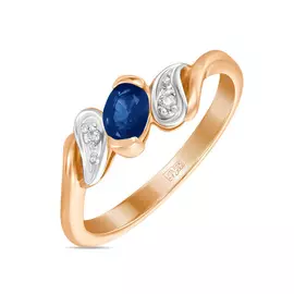 Золотое Кольцо c сапфиром и фианитами