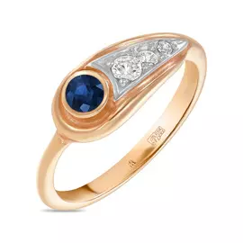 Золотое Кольцо c сапфиром и фианитами