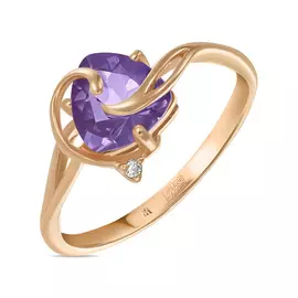 Золотое кольцо c александритом и фианитом