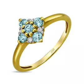 Золотое кольцо c топазами и бриллиантами