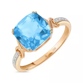 Золотое кольцо c топазом и бриллиантами